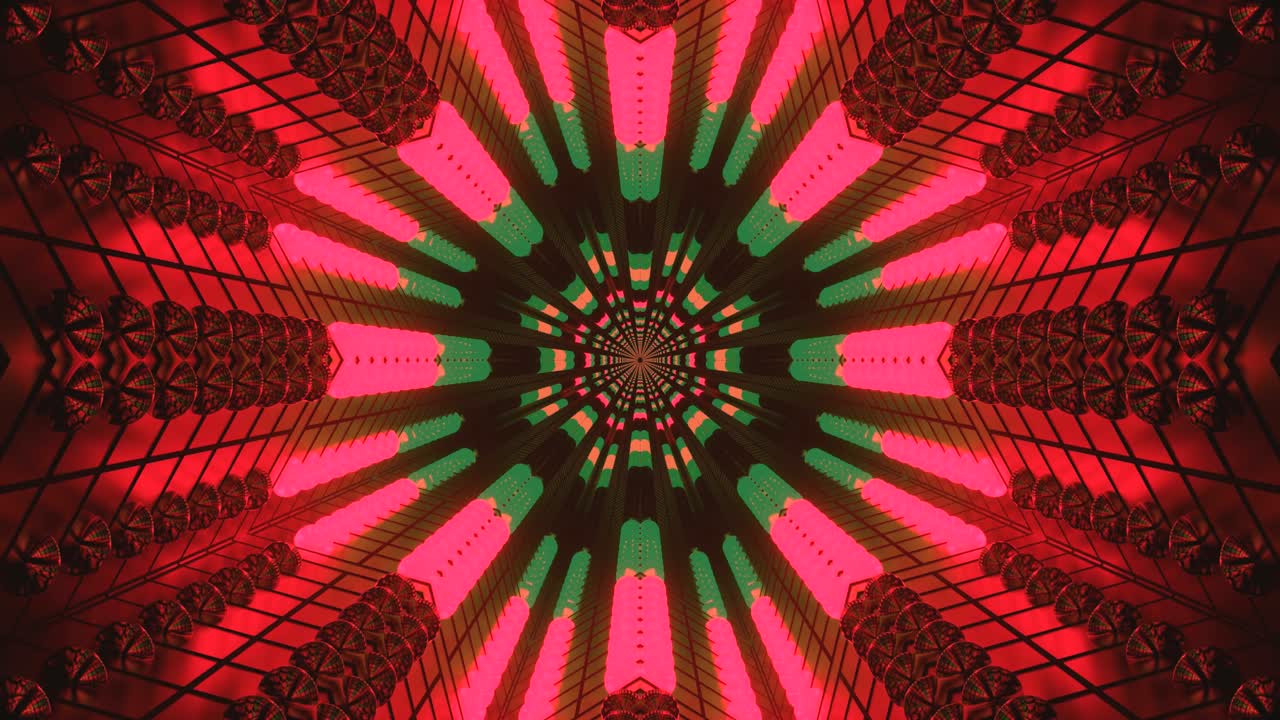 Questo affascinante video loop a tunnel presenta vivaci colori vorticosi e motivi dinamici
