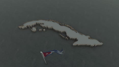 cuba map and flag background 4k