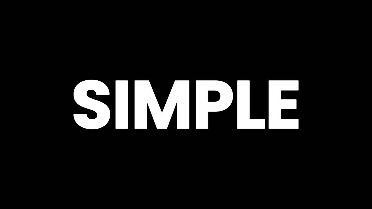 Leuchtende Punkte bilden und enthüllen das Wort SIMPLE