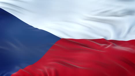 czech republic flag waving in the wind with highly detailed fabric texture. seamless loop