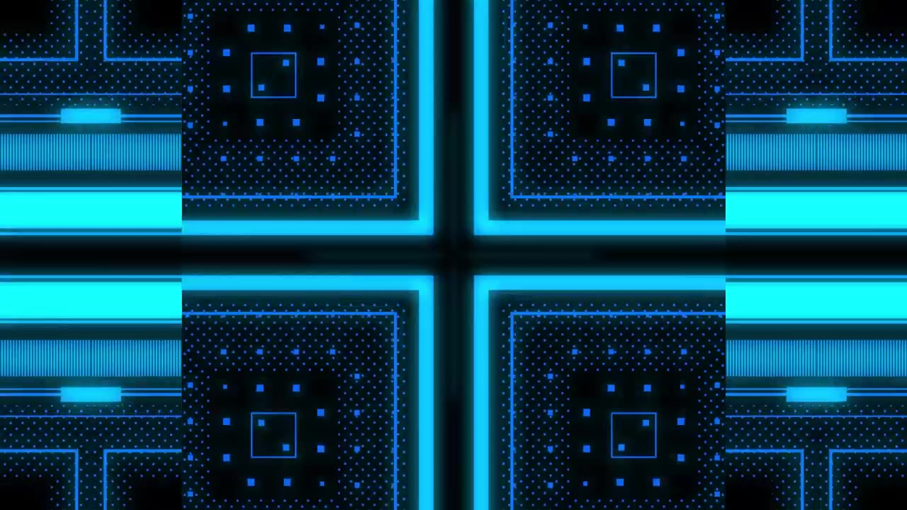 Abstract Digital Background with Pulsing Blue Neon Geometric Patterns