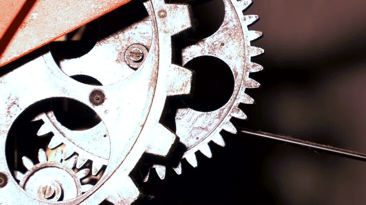 Abstract Grunge Dirty and Rusty Clock Gears Industrial and Business Concept