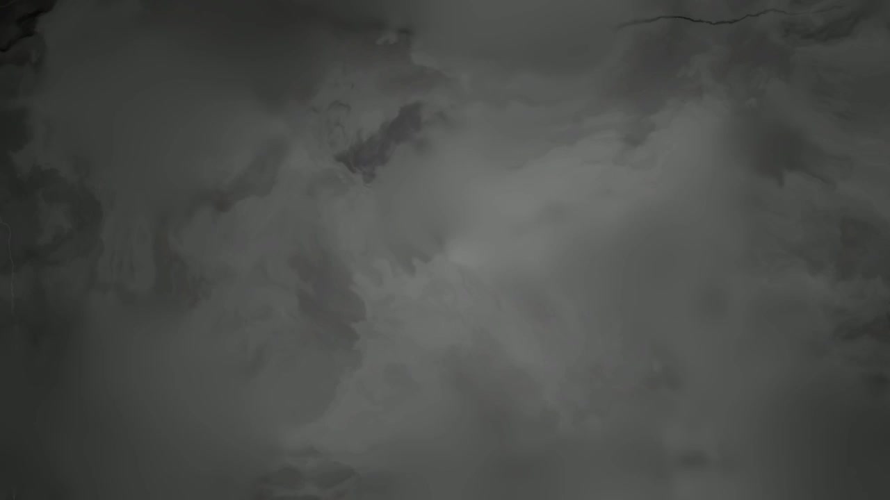 Animation of creepy abstract dark clouds with lightening flashes