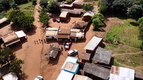 rural african slum village in malawi, poor neighborhood daily life