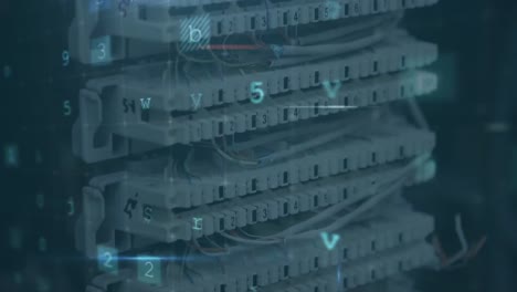 computer server with warning messages in foreground