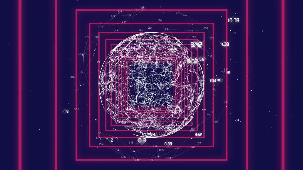 globo digital giratorio en el cuadrado rosa