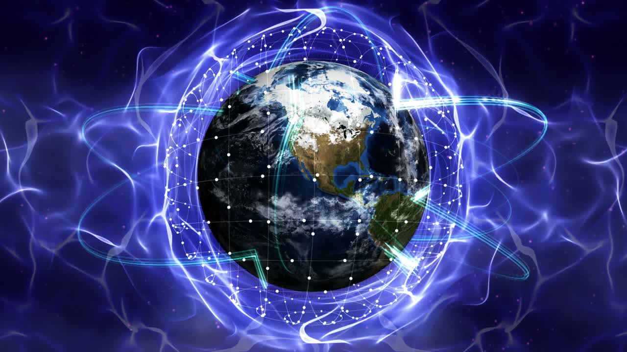 tierra, concepto de red de conexión, bucle