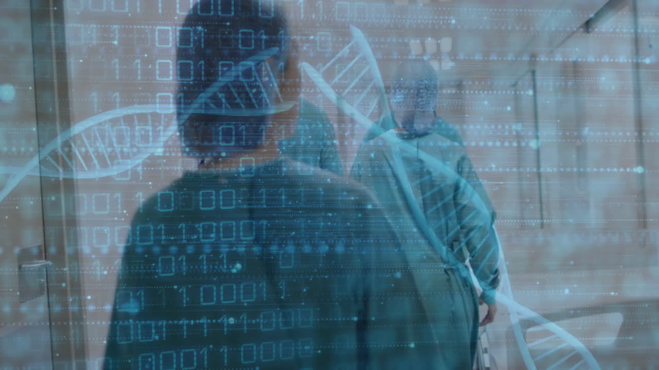 Animation of dna strands and data processing over diverse surgeons in hospital