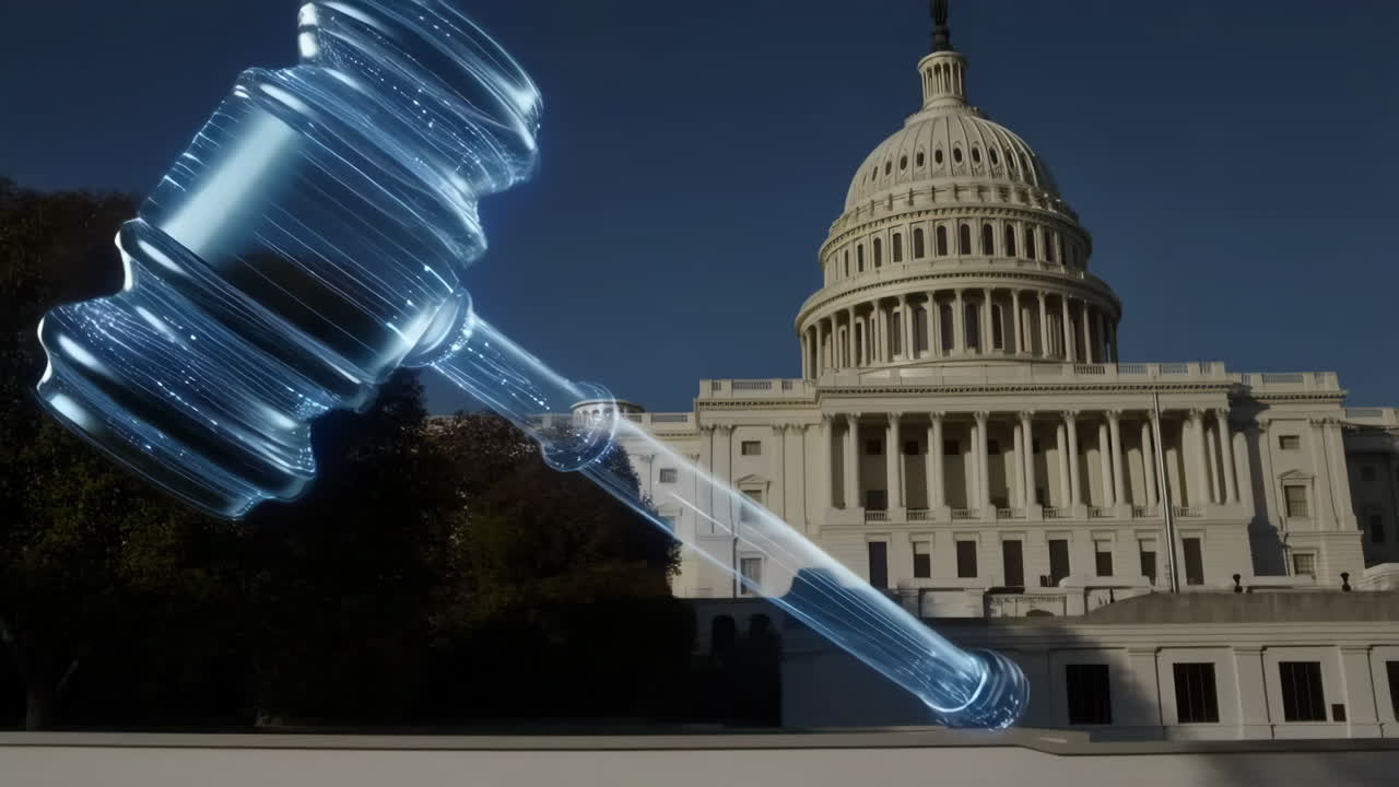 Digital Gavel over US Capitol Building