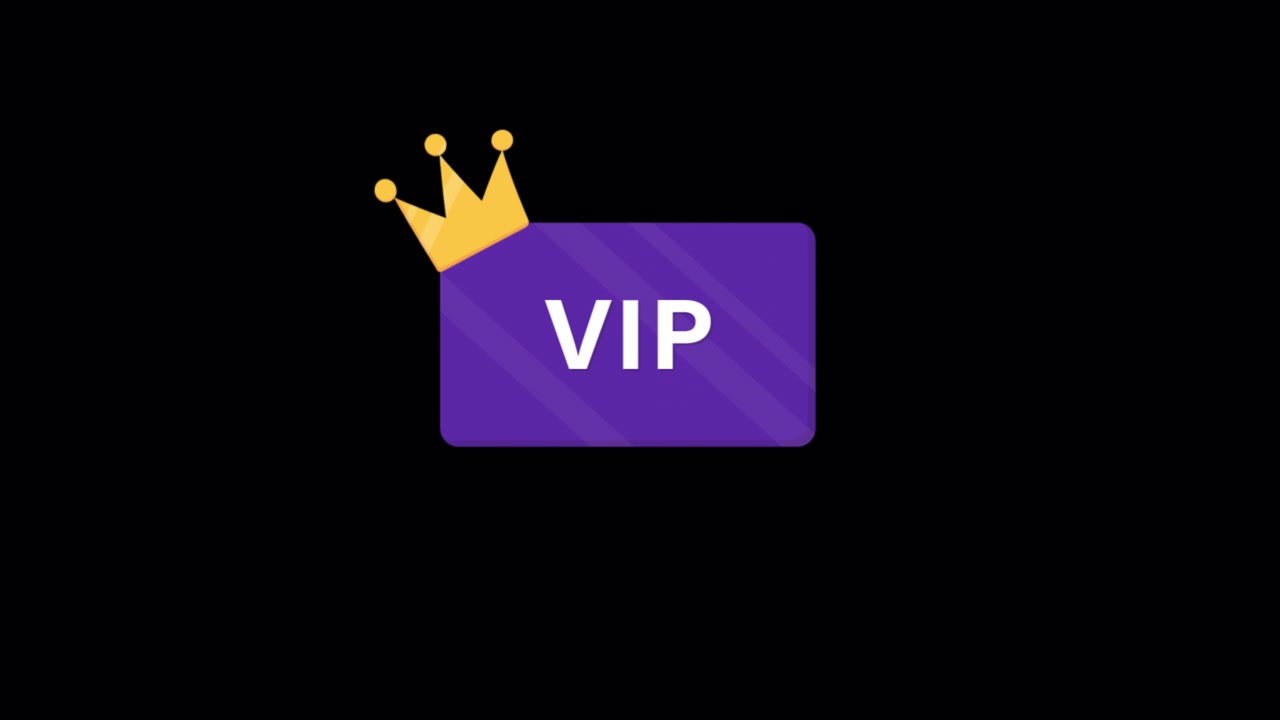 Mor Arka Plan Üzerinde Altın Taçlı Animasyonlu VIP Rozeti