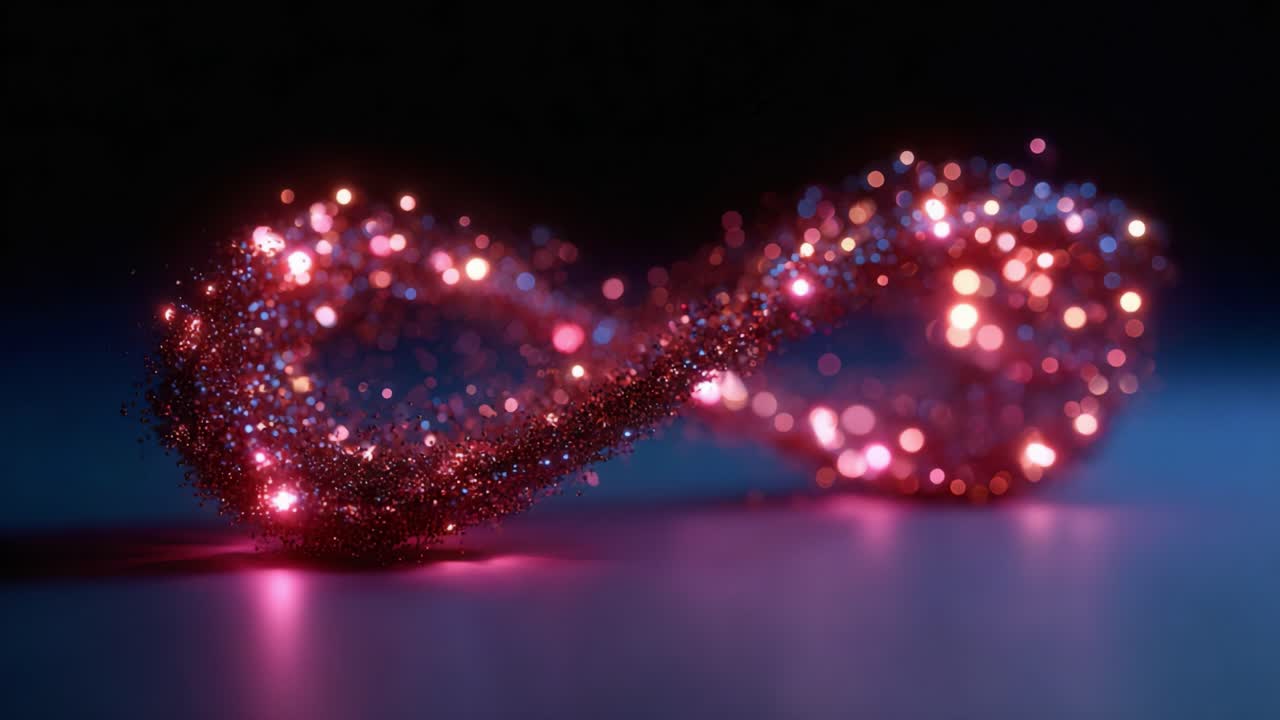 Un design astratto ipnotico di un simbolo dell'infinito illuminato, con colori vivaci e luci scintillanti, un effetto visivo accattivante e uno sfondo uniforme