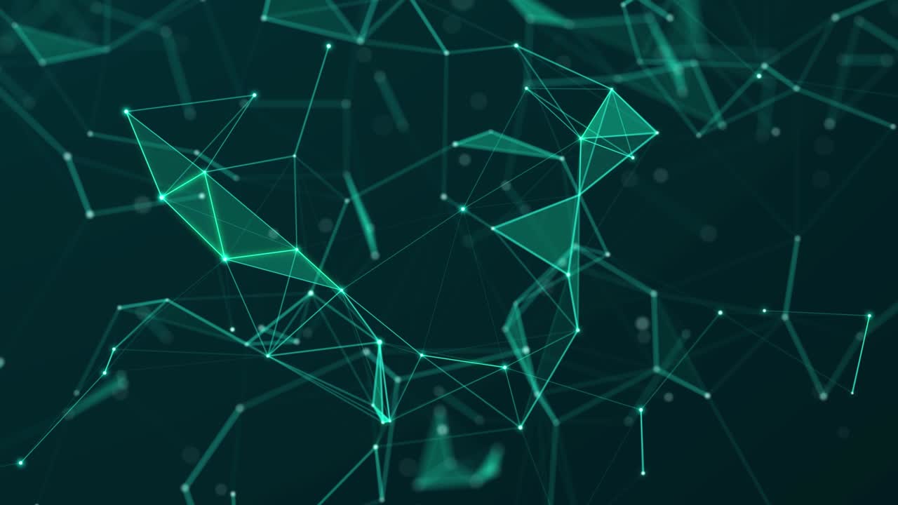 Data technology and scientific illustration. Abstract motion background of connected dots and lines. 3d rendering. Seamless loop. 4K