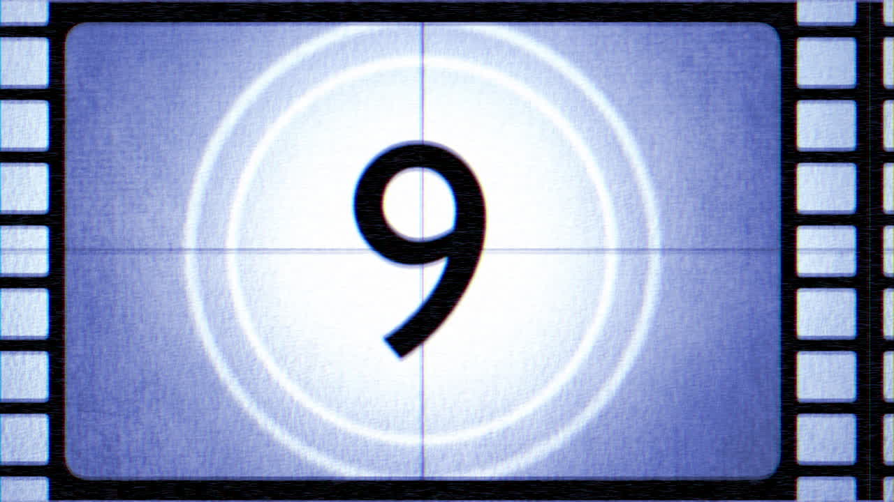 Motion blue retro film countdown abstract background in 80 90s style 2