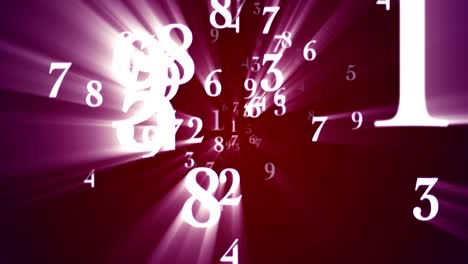 falling numbers animation, rendering, background, with alpha channel, loop