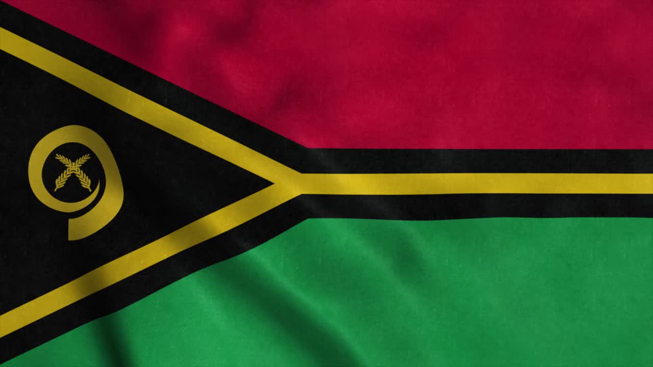 la bandera de vanuatu ondeando en el viento.