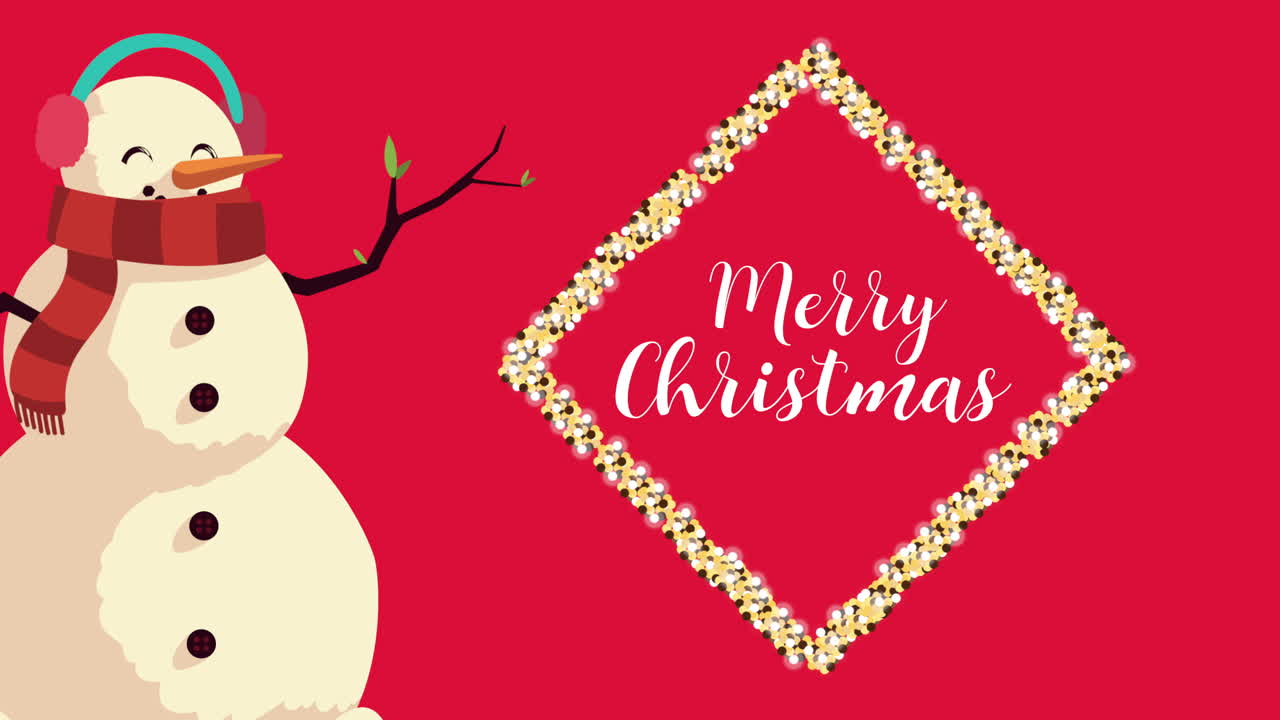 크리스마스 축하 스노우맨과 함께 글자 애니메이션