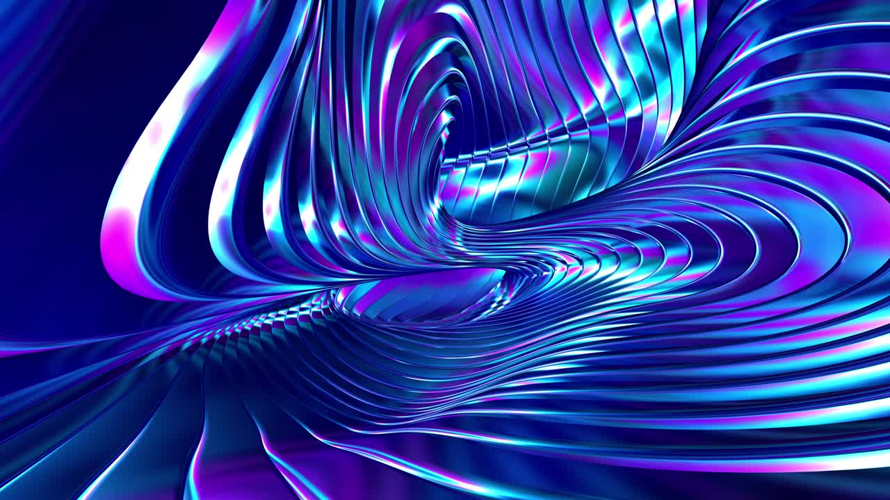 fondo metálico futurista abstracto. las rayas giratorias, dobladas e iridescentes crean formas y superficies irrealistas y increíbles. bucle sin costuras. 4k.