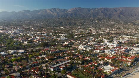 sideways aerial view over santa barbra, california