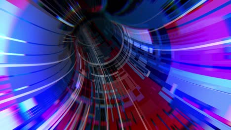 4k seamless loop flying into abstract tunnel, sci-fi space time warp. futuristic technology abstract seamless vj for tech titles and background. motion graphic internet, speed, big data. 3d render