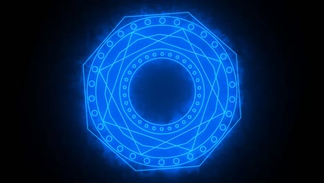 hexagon fire power overwhelming around powerful blue magic flame circle