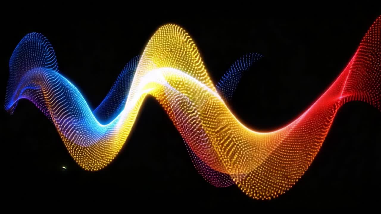 Dynamic Waveforms of Light: A Mesmerizing Display of Colorful Patterns Pulsating in a Smooth Flow, Highlighting the Beauty of Digital Artistry and Wave Motion