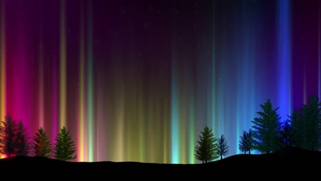 night sky with colored light columns loop