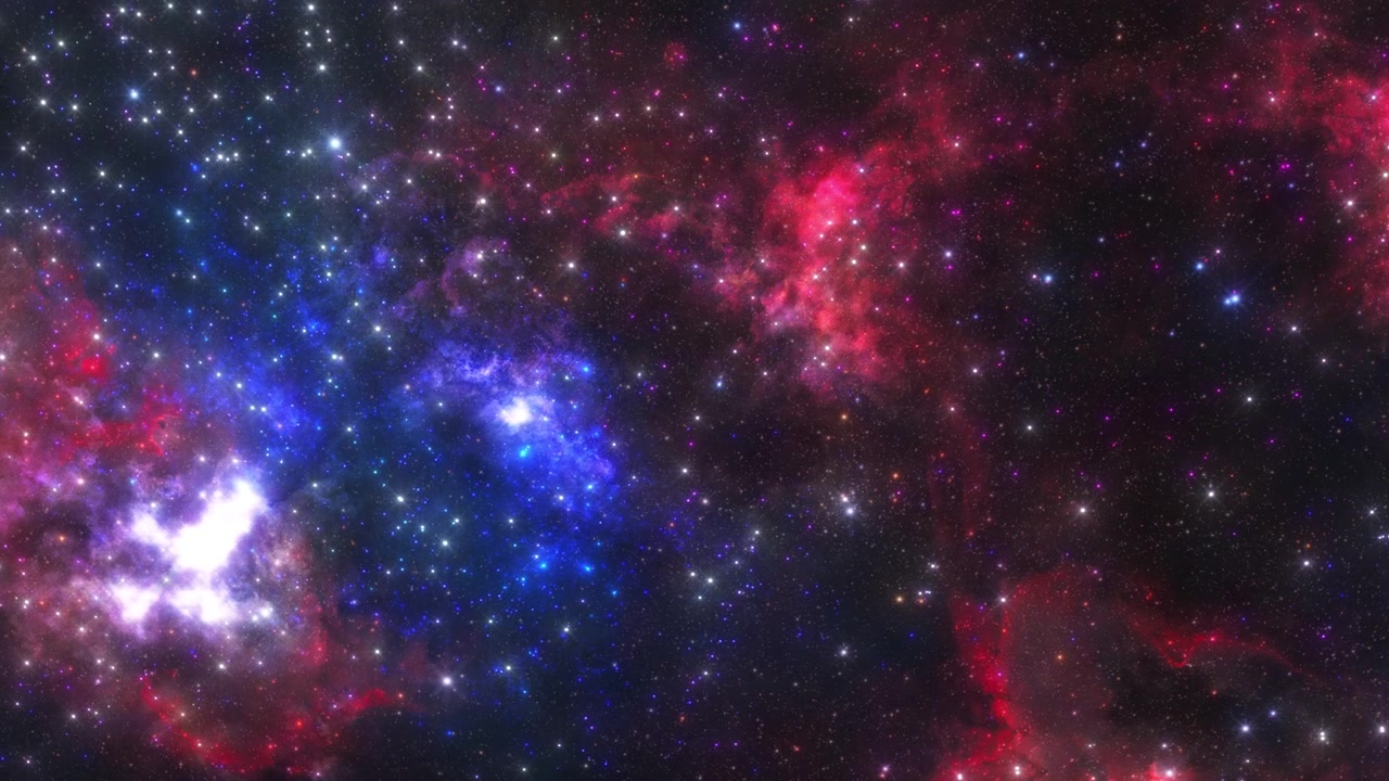 Space Flight Through Colorful Galaxy Nebula