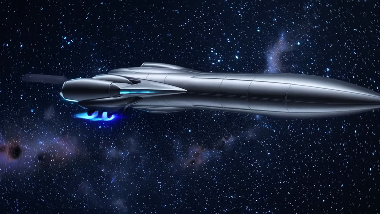 Futuristic Spaceship in Deep Space
