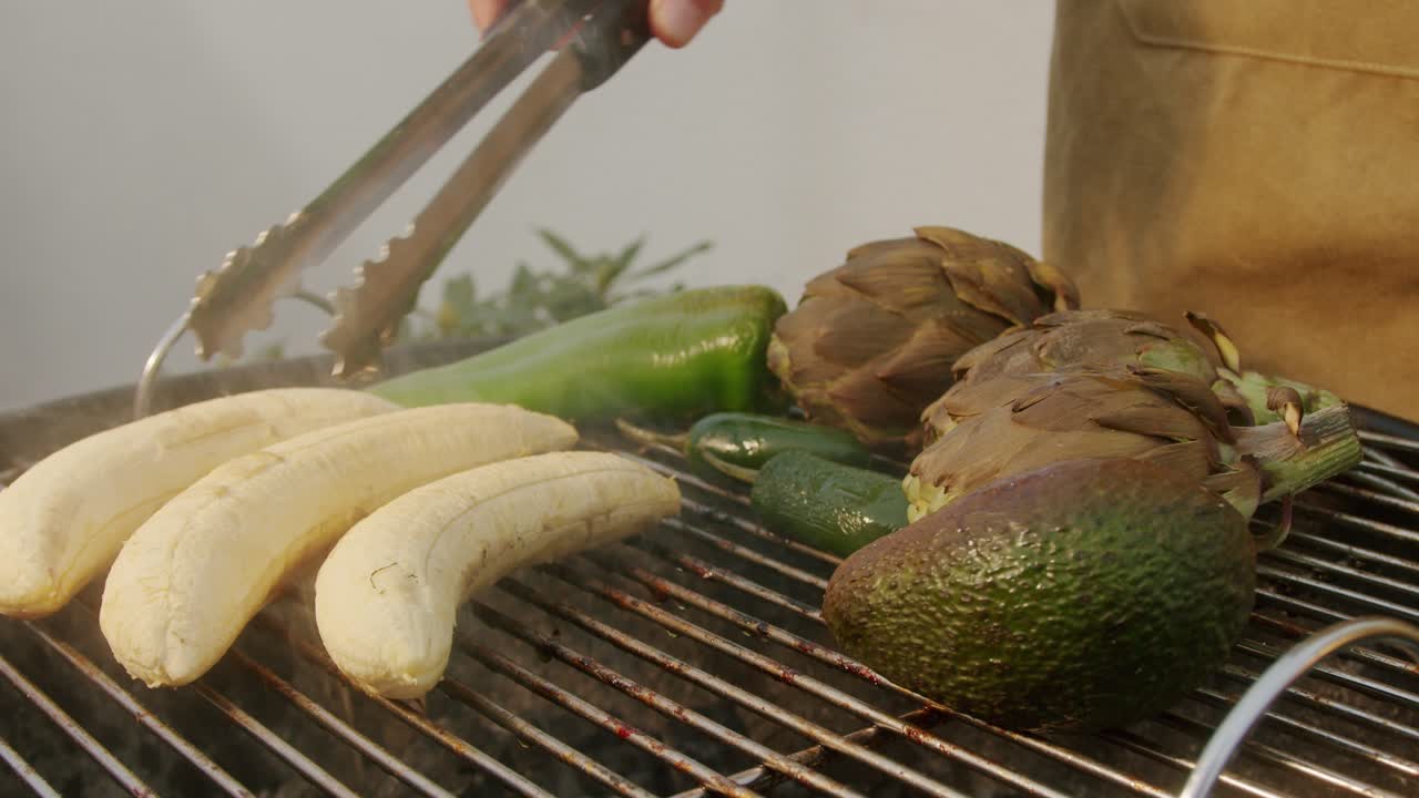 Grilling Bananas, Artichoke, Avocado, and Peppers