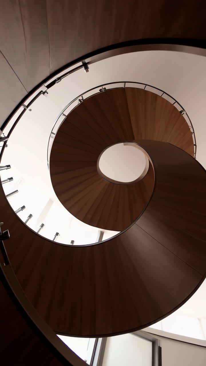 Wooden Spiral Staircase Viewed from Below