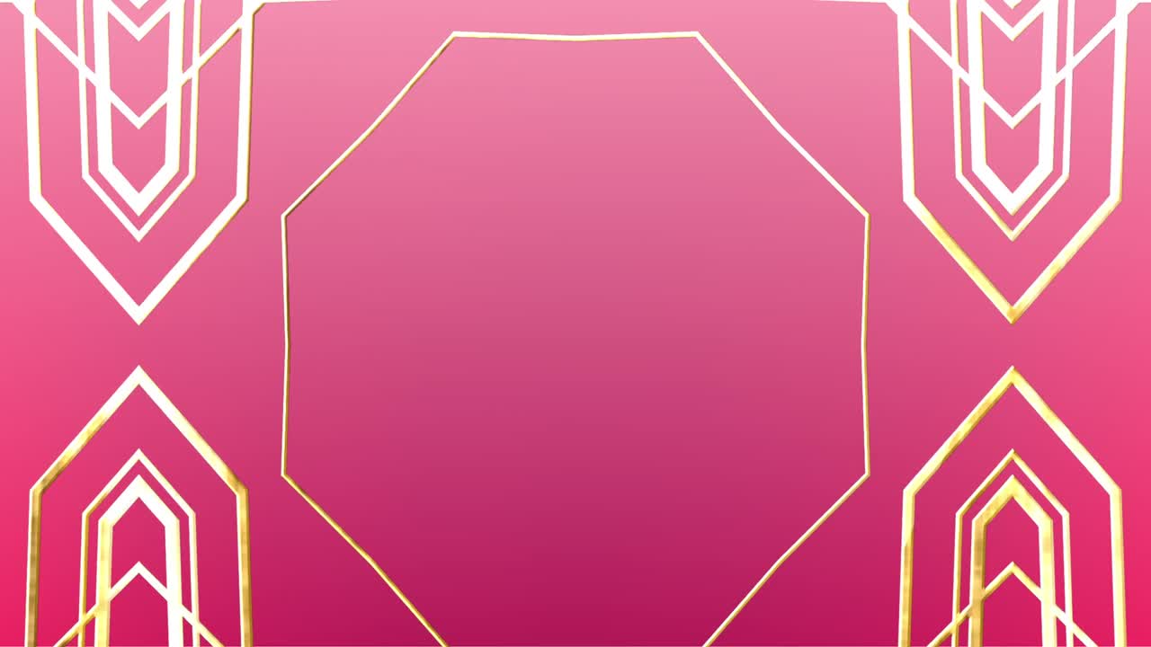 분홍색 배경 위에 반 ⁇ 이는 황금색 패턴의 애니메이션