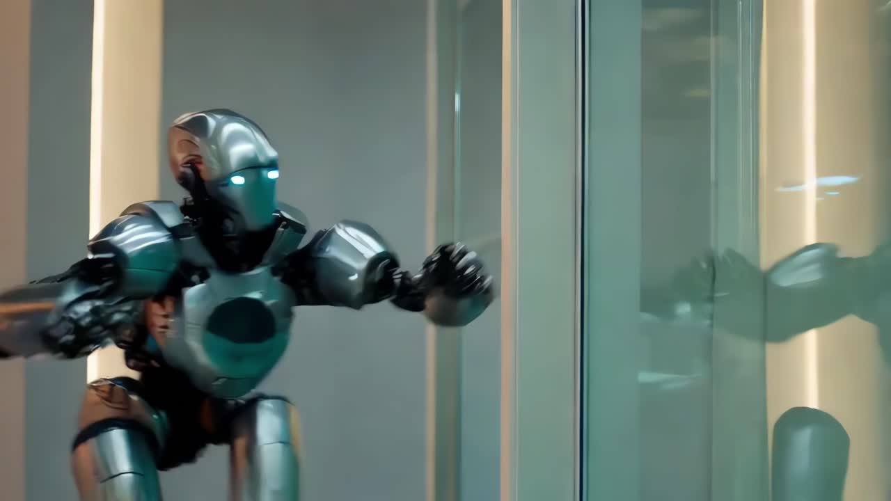 robot rompiendo el vidrio