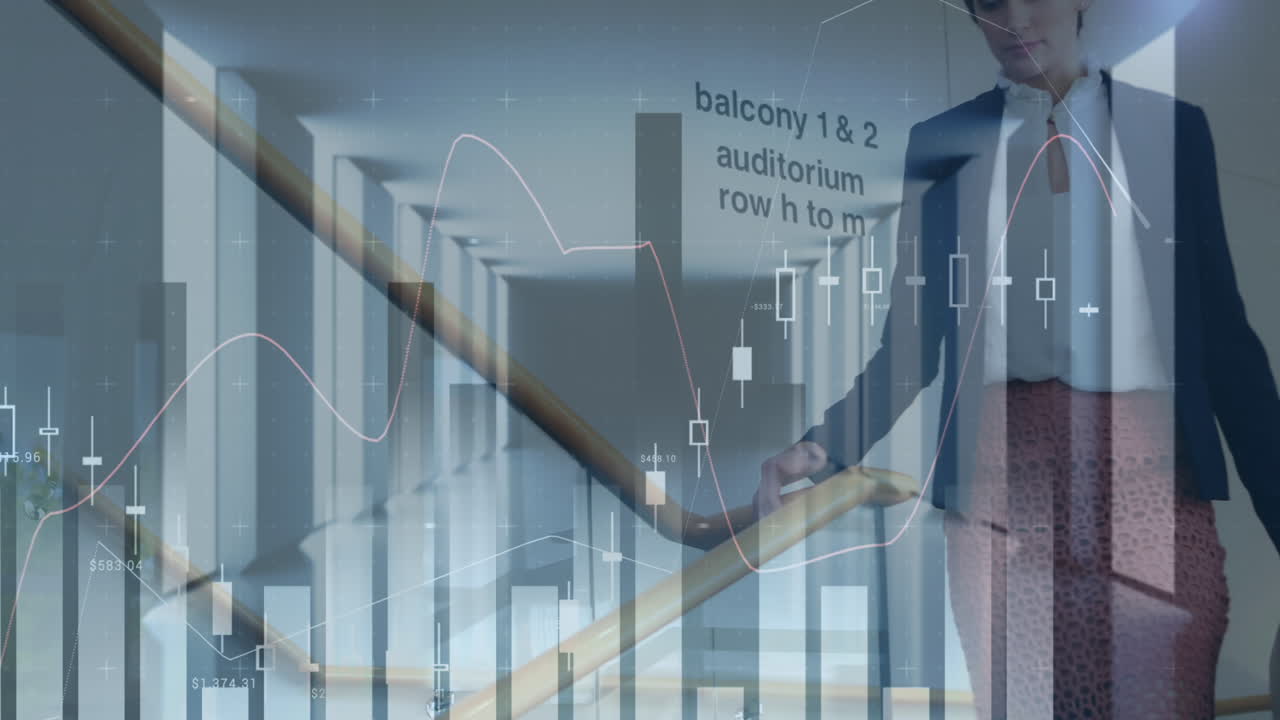 사무실에 있는 백인 사업가에 대한 통계 및 금융 데이터 처리의 활성화