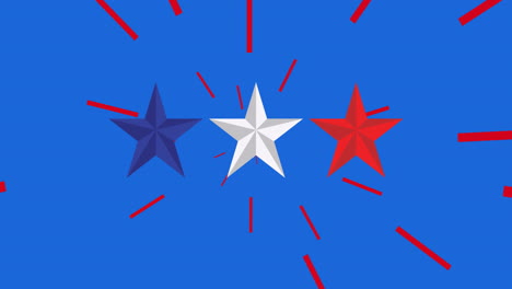 animation of stars of american flag on blue background