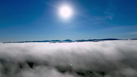 aerial over clouds and cloud ceiling near wilkesboro nc, north carolina