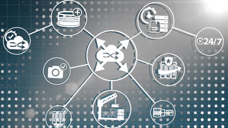 iconos de computación en la nube multimedia en azul