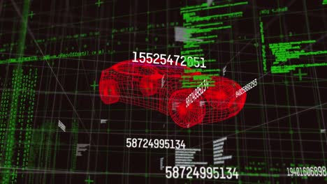 animación de un modelo de coche 3d y procesamiento de datos a través de la cuadrícula