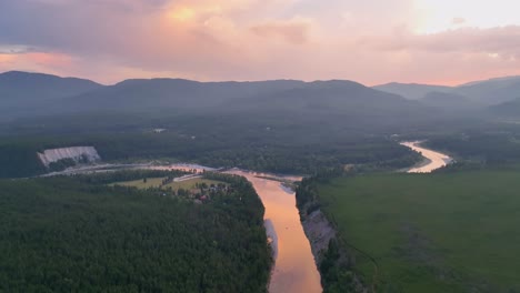 aerial view of north fork in flathead river near glacier national park in montana, usa