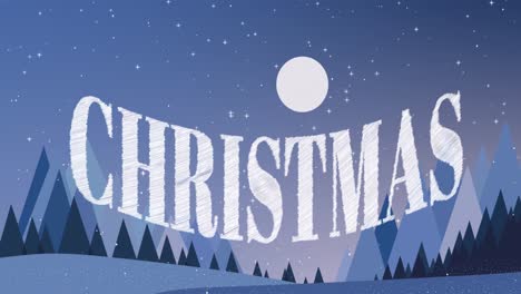 Animation-of-christmas-greetings-text-over-winter-scenery