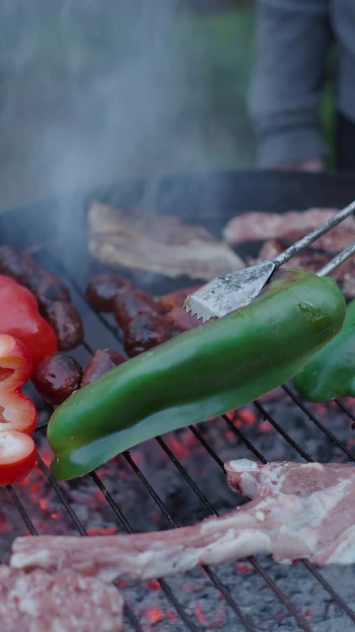 Grilling Meat and Vegetables on a BBQ