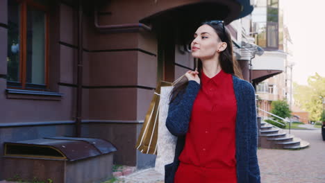 Steaicam-Shot-Stylish-Woman-With-Shopping-Bags-Walking-In-The-City