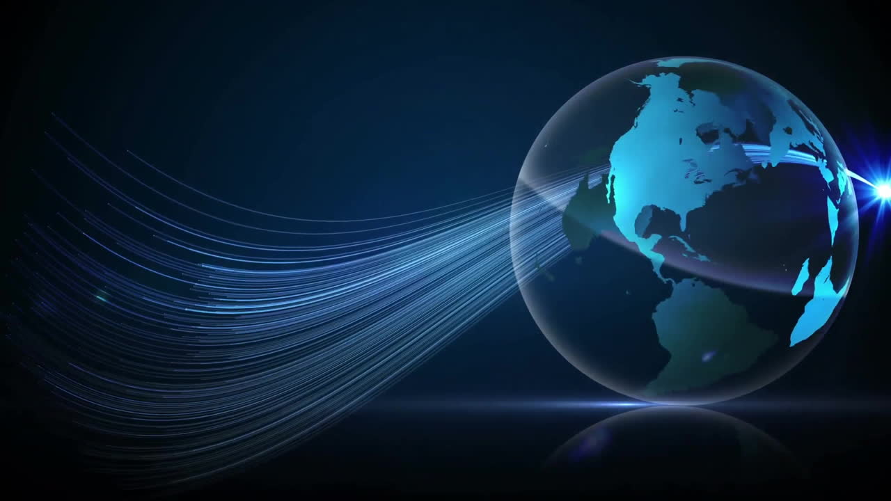 animación de conexiones y procesamiento de datos digitales sobre globo giratorio