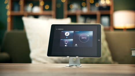 smart home control panel on a tablet