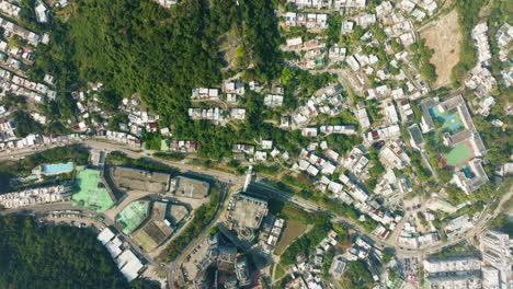 toma superior de drones de viviendas y edificios en hong kong, china