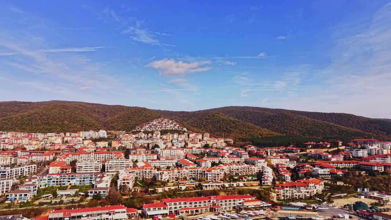 Coastal view of Sunny Beach in Bulgaria during a clear day