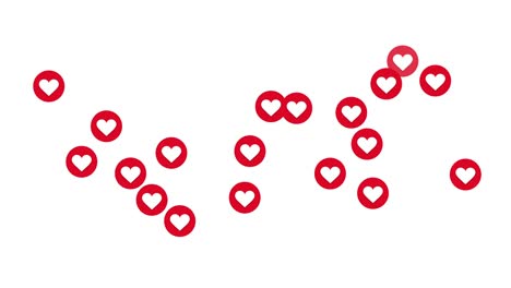 icono de corazón rojo animación de agitación, medios sociales corazones sobre un fondo blanco