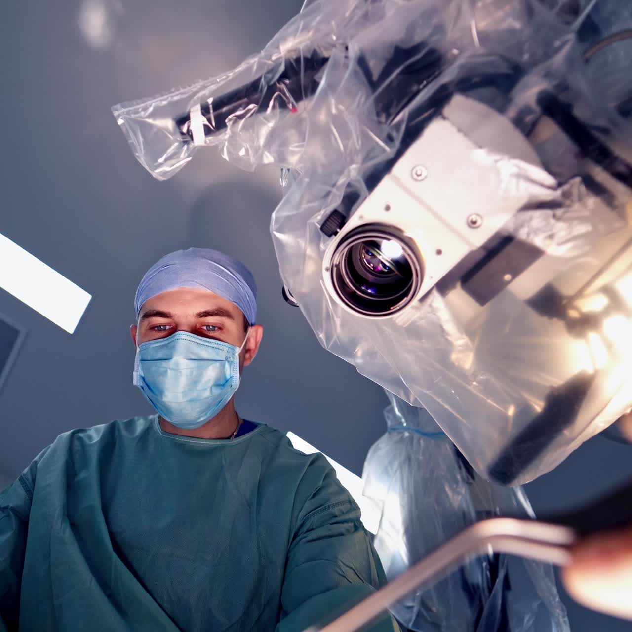 Surgeons operating at hospital