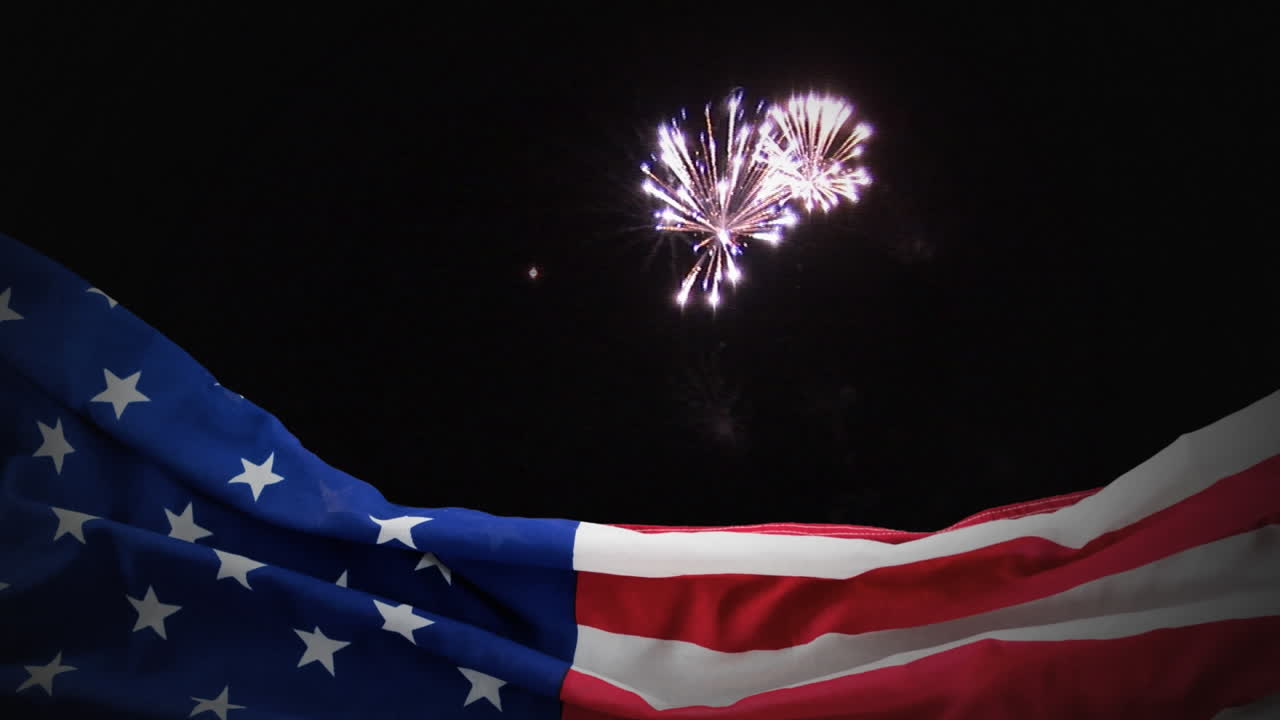 Digital animation of fireworks display at night 4k