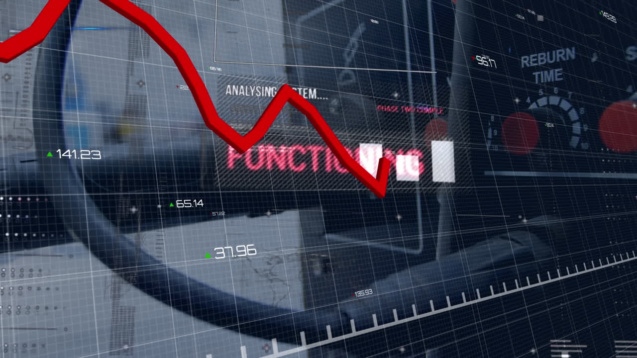 인포그래픽 인터페이스의 애니메이션과  ⁇ 은 그래프가 용접 기계 위에 떨어집니다.