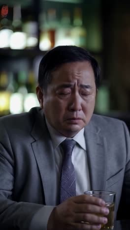 crying business man in a bar